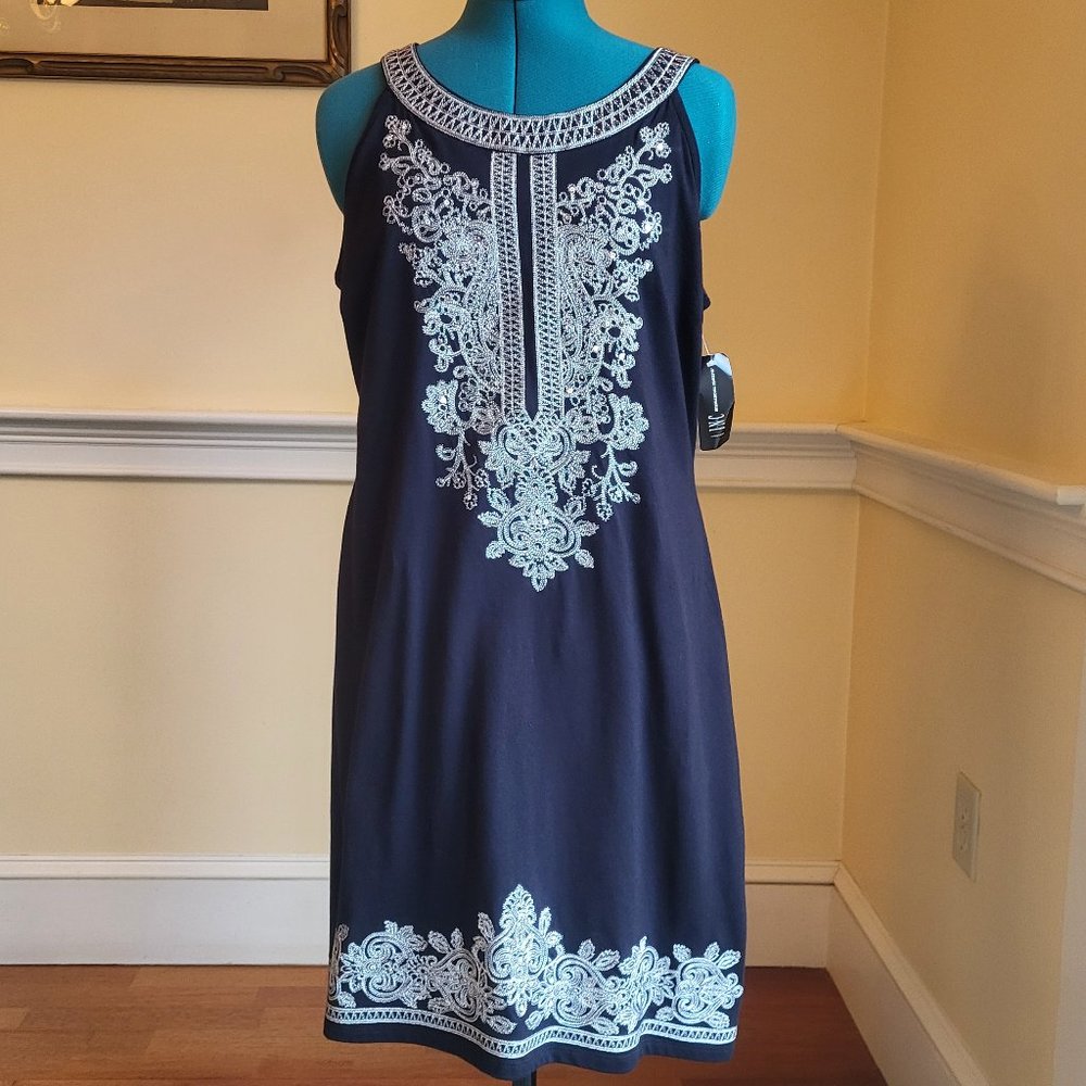 Black Dress with Silver Embroidery and Sequins